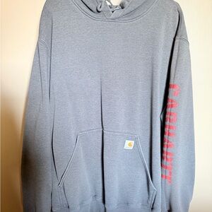 Carhartt Gray and Red Men's Hoodie